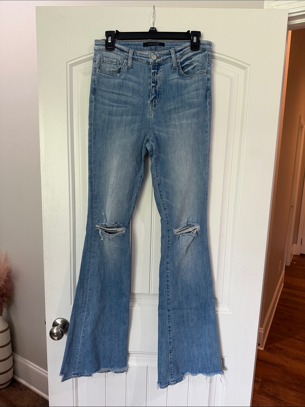 Flying Monkey Light Blue Distressed Flare Jeans